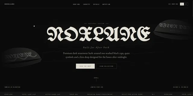 Captura de la web de streetwear NOXLANE